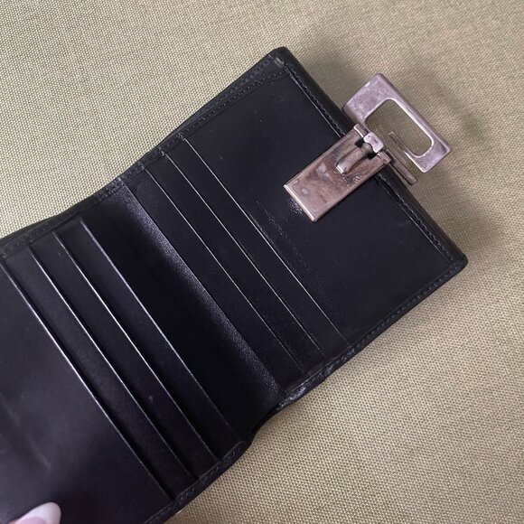 Gucci Black Leather Wallet with Silver G Clasp – Vintage Authentic - Picture 7 of 11
